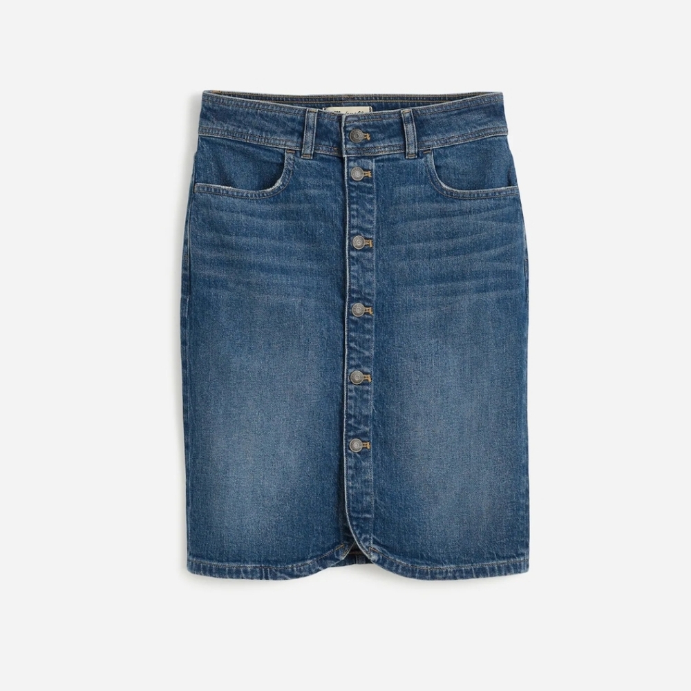 Madewell Denim Buttin Front Midi Skirt